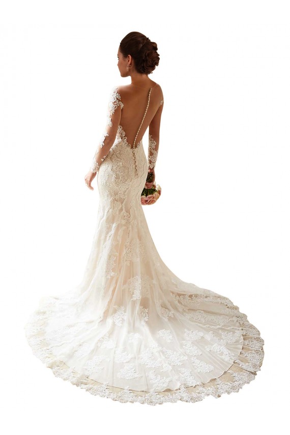 Ivory Mermaid Sweetheart Long Sleeves Chapel Train Wedding Gowns York