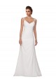 Ivory Sheath V-Neck Sleeveless Chapel Train Wedding Dress York