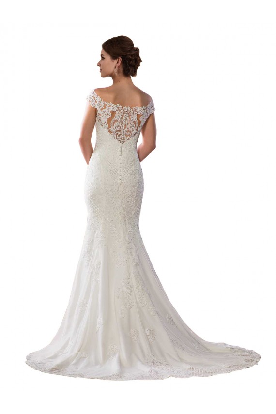Ivory Mermaid Off the Shoulder Chapel Train Boho Wedding Dress York