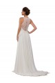 Ivory Sheath Illusion Neck Sleeveless Chapel Train Wedding Dress York