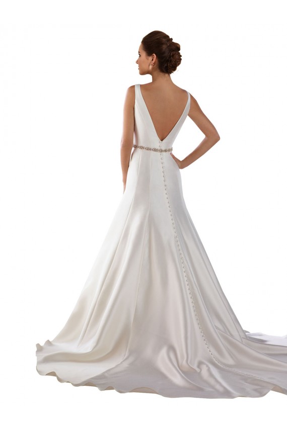 V-Back Ivory Mermaid Bateau Neck Chapel Train Modern Wedding Dress York
