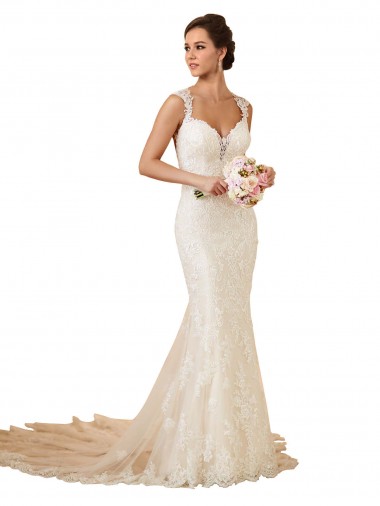 Keyhole Back Ivory Mermaid Sweetheart Chapel Train Modern Wedding Dress York