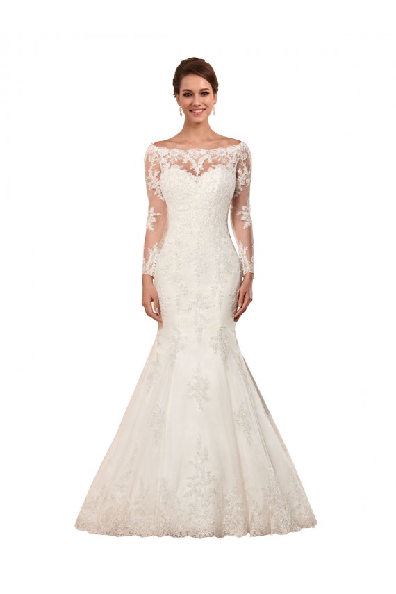 Ivory Mermaid Bateau Neck Chapel Train Sexy Wedding Dress York