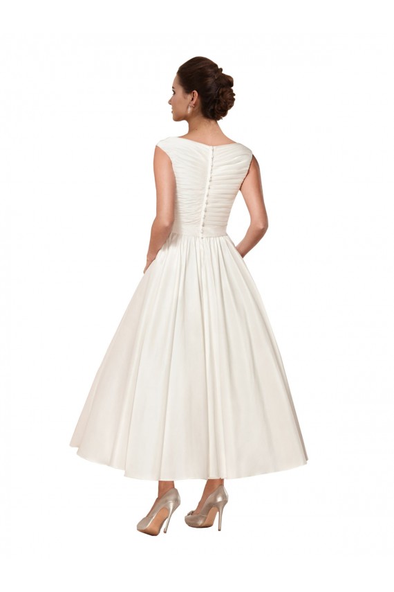 Ivory A-Line V-Neck Ankle Length Wedding Dress York