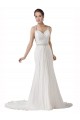 White Sheath Sweetheart Chapel Train Beach Wedding Dress York