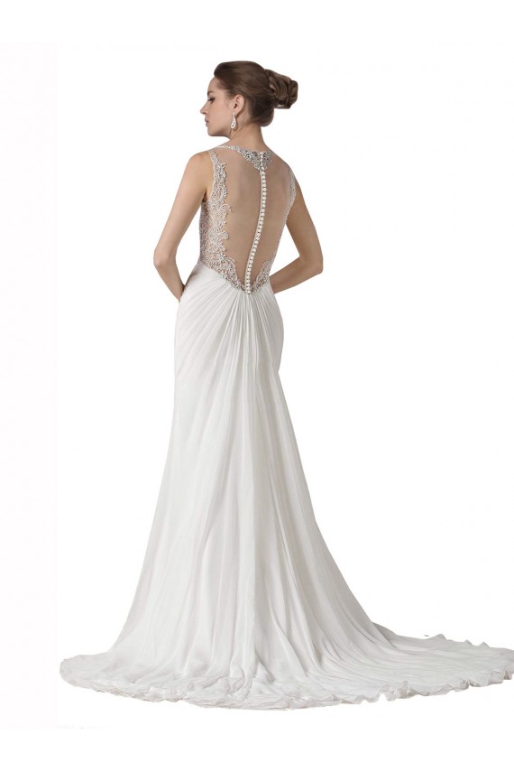 White Sheath Sweetheart Chapel Train Beach Wedding Dress York