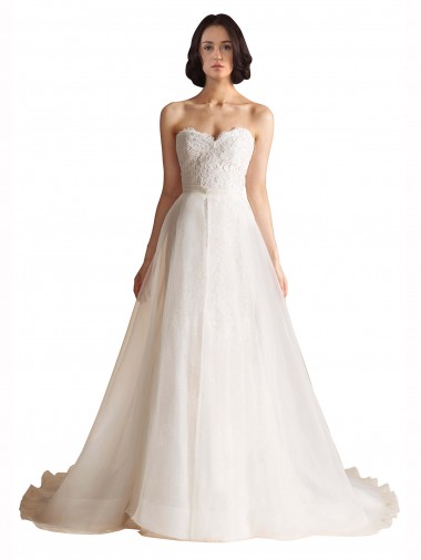 Low Back Ivory A-Line Sweetheart Sweep Train Bridal Wedding Dress York