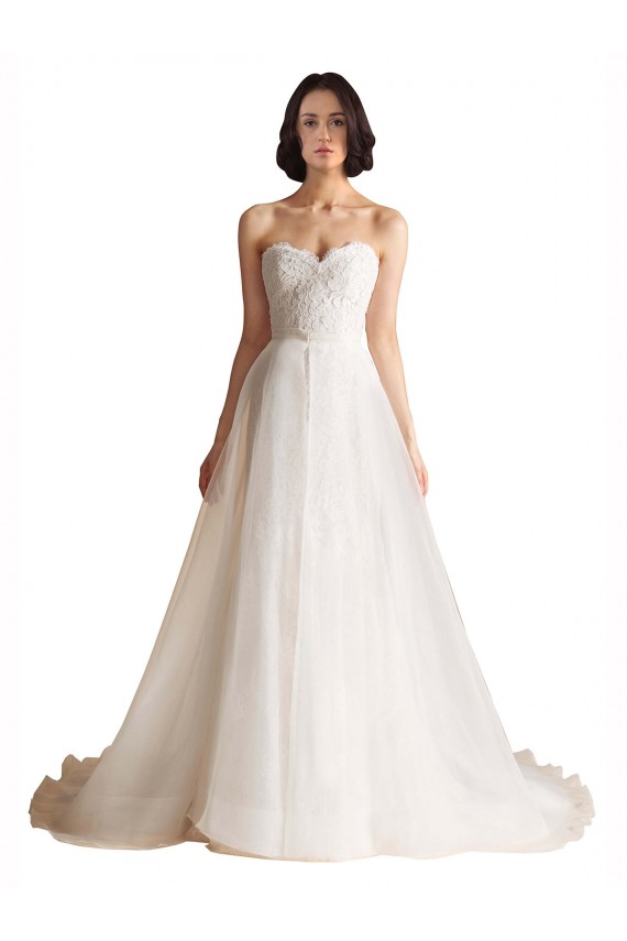 Low Back Ivory A-Line Sweetheart Sweep Train Bridal Wedding Dress York