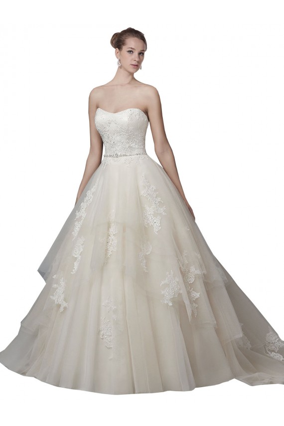 Low Back Ivory Ball Gown Strapless Chapel Train Wedding Dress York
