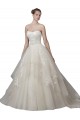Low Back Ivory Ball Gown Strapless Chapel Train Wedding Dress York