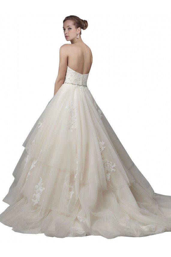 Low Back Ivory Ball Gown Strapless Chapel Train Wedding Dress York