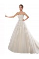 Ivory & Champagne A-Line Strapless Chapel Train Wedding Dress York