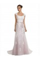 Ivory & Pink Mermaid Strapless Sweep Train Beach Wedding Dress York