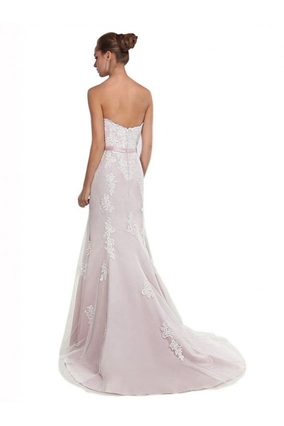 Ivory & Pink Mermaid Strapless Sweep Train Beach Wedding Dress York