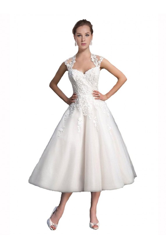 Ivory A-Line Sweetheart Tea Length Beach Wedding Dress York