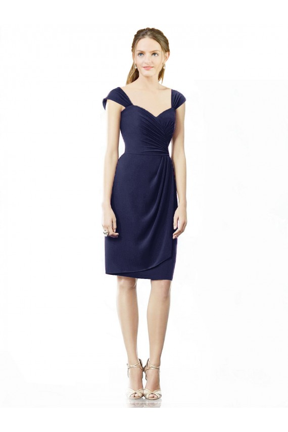 Dark Navy Sheath Sweetheart Knee Length Bridesmaid Dress York