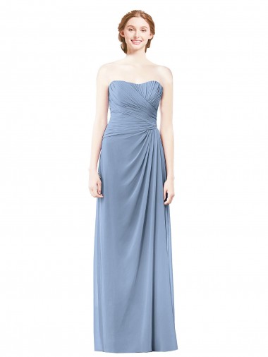 Dusty Blue A-Line Strapless Long Formal Dresses / Bridesmaid Dresses York