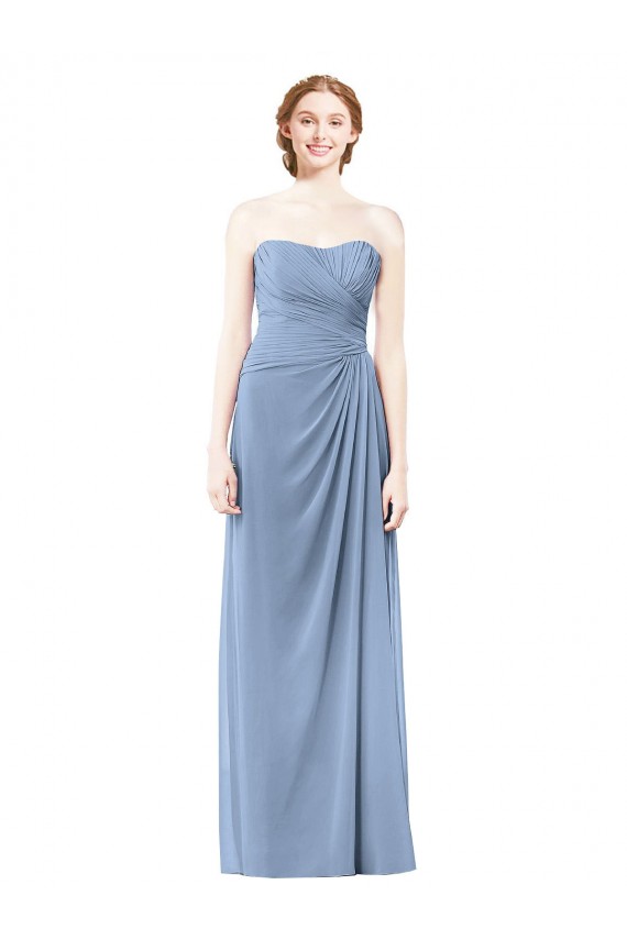 Dusty Blue A-Line Strapless Long Formal Dresses / Bridesmaid Dresses York