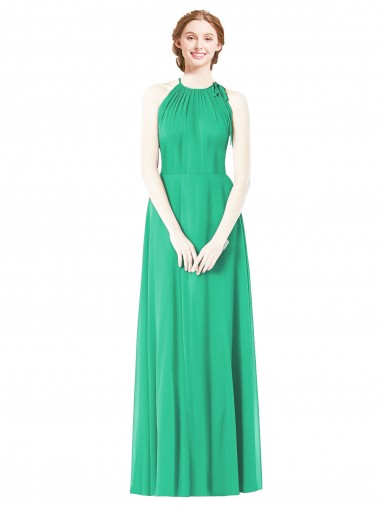 Emerald Green A-Line Halter Neck Long Bridesmaid Dress York