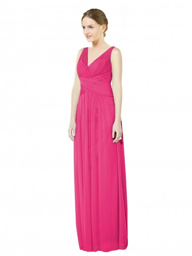 V-Back Azalea A-Line V-Neck Long Bridesmaid Dress York