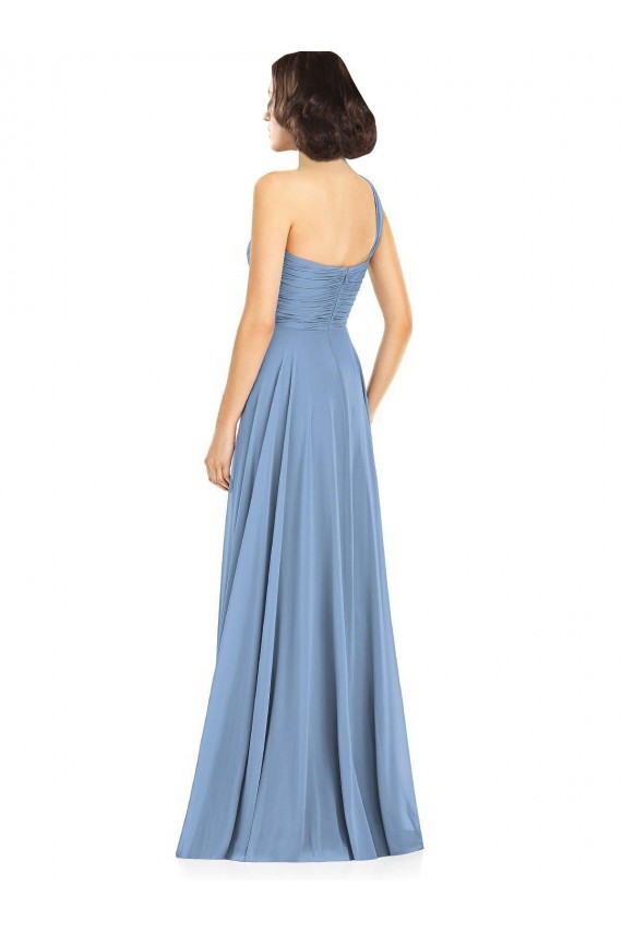 Dusty Blue A-Line One Shoulder Long Formal Dress / Bridesmaid Dress York
