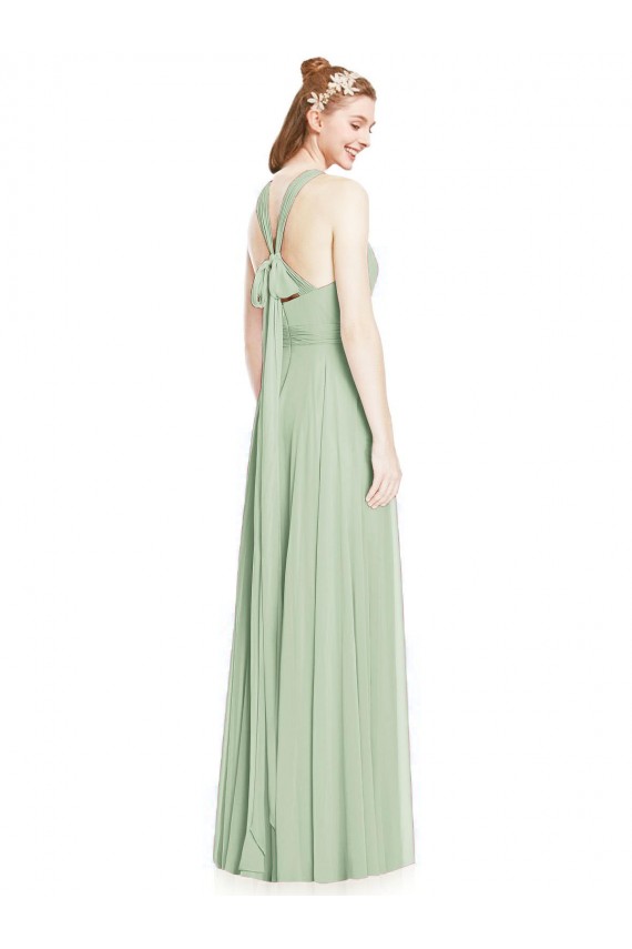 Sage A-Line Halter Neck Long Bridesmaid Dress / Evening Dress York