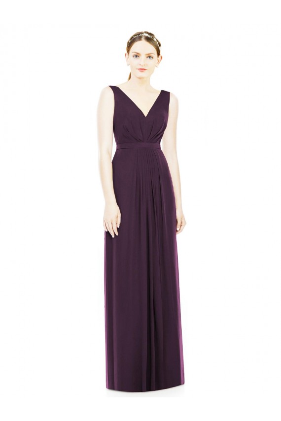 Grape A-Line V-Neck Long Bridesmaid Dress / Evening Dress York