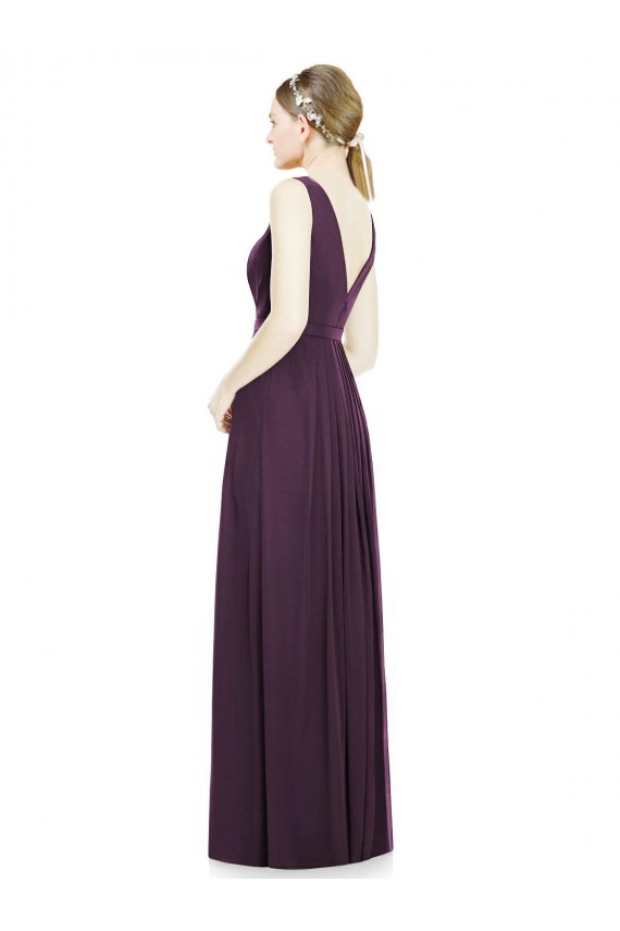 Grape A-Line V-Neck Long Bridesmaid Dress / Evening Dress York