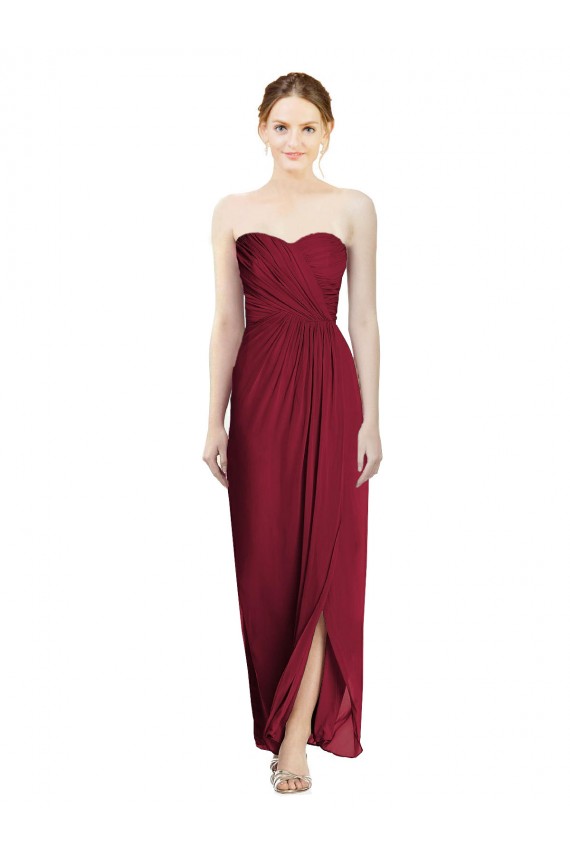 Burgundy Sheath Sweetheart Long Bridesmaid Dress York
