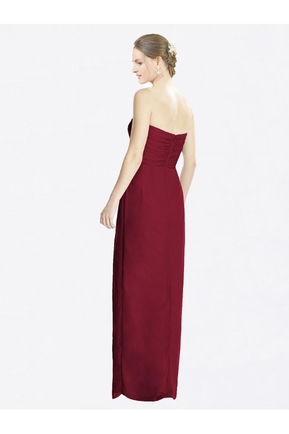 Burgundy Sheath Sweetheart Long Bridesmaid Dress York