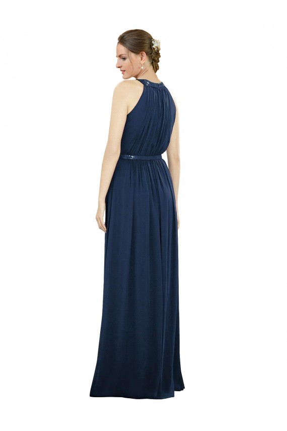 Dark Navy A-Line High Neck Long Bridesmaid Dress / Formal Dress York