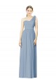 Dusty Blue A-Line One Shoulder Long Bridesmaid Dress York
