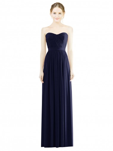 Dark Navy A-Line Strapless Long Formal Evening Gown / Bridesmaid Dress York