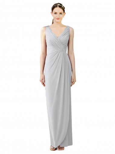 V-Back Frost Sheath V-Neck Long Bridesmaid Dress / Evening Dress York