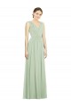 V-Back Sage A-Line V-Neck Long Bridesmaid Dress York