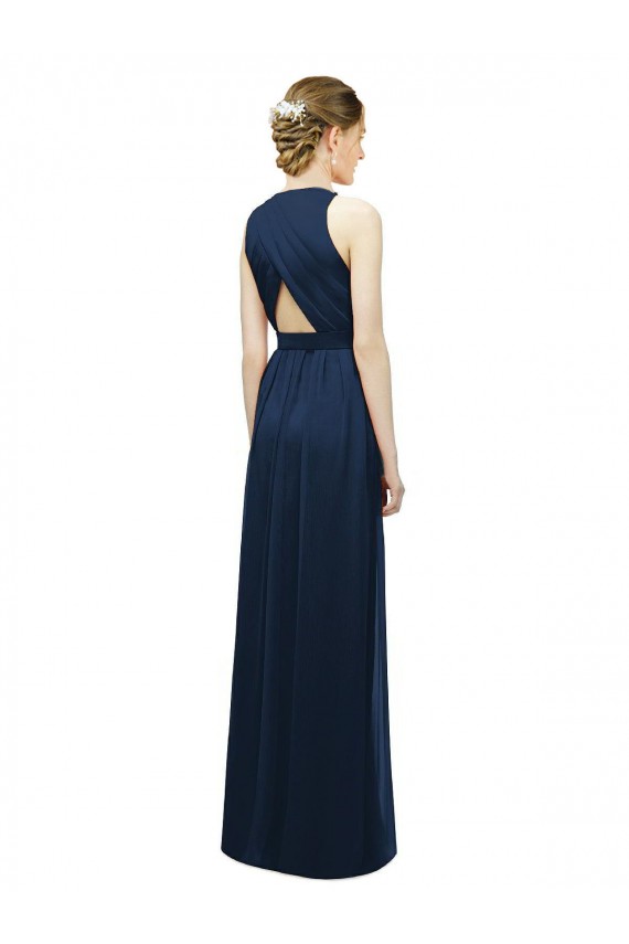 Salmon A-Line Halter Neck Long Bridesmaid Dress York