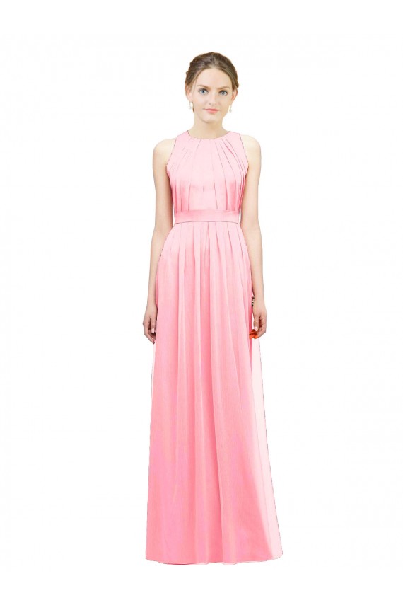 Salmon A-Line Halter Neck Long Bridesmaid Dress York