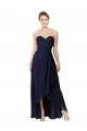 Dark Navy A-Line Sweetheart Long High Low Bridesmaid Dress York