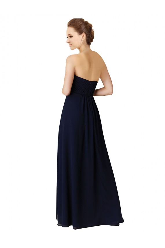 Dark Navy A-Line Sweetheart Long High Low Bridesmaid Dress York