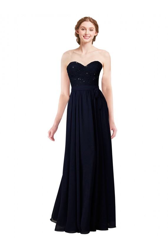 Dark Navy A-Line Sweetheart Long Formal Dress / Bridesmaid Dress York