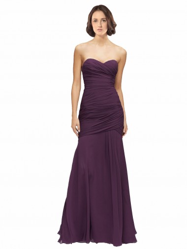 Grape Mermaid Sweetheart Long Bridesmaid Dress York