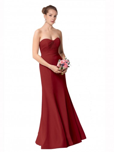 Burgundy Mermaid Sweetheart Long Bridesmaid Dress York