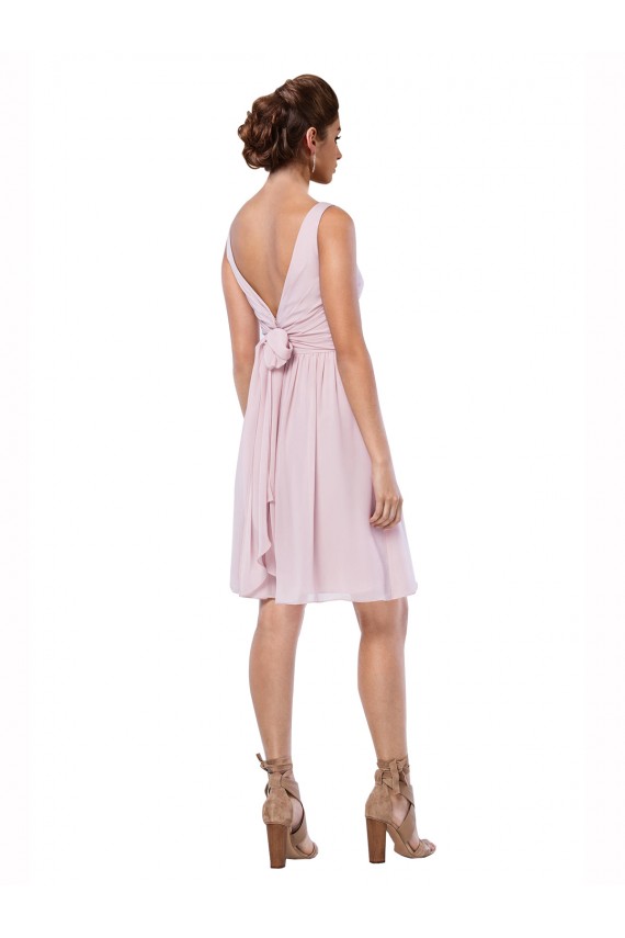 Dark Navy A-Line V-Neck Knee Length Bridesmaid Dress York