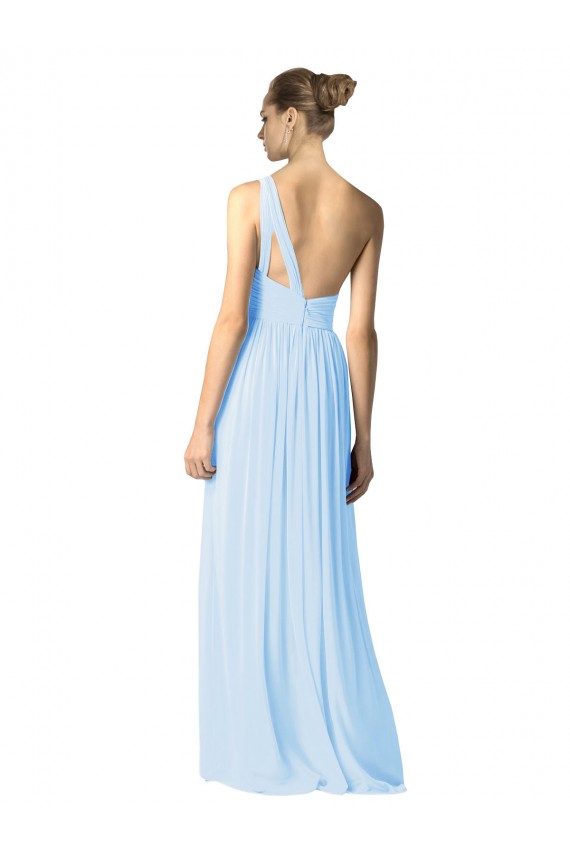 Light Sky Blue A-Line One Shoulder Long Bridesmaid Dress York