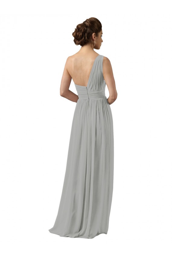 Silver A-Line One Shoulder Long Bridesmaid Dress York