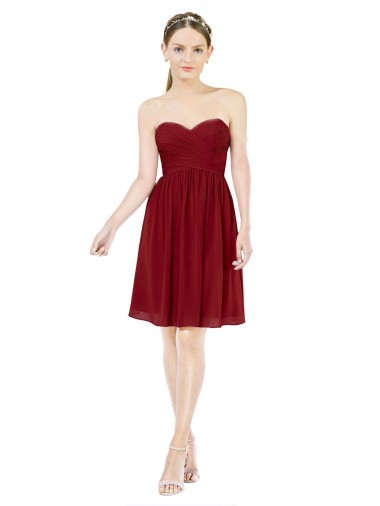Burgundy A-Line Sweetheart Knee Length Bridesmaid Dress York