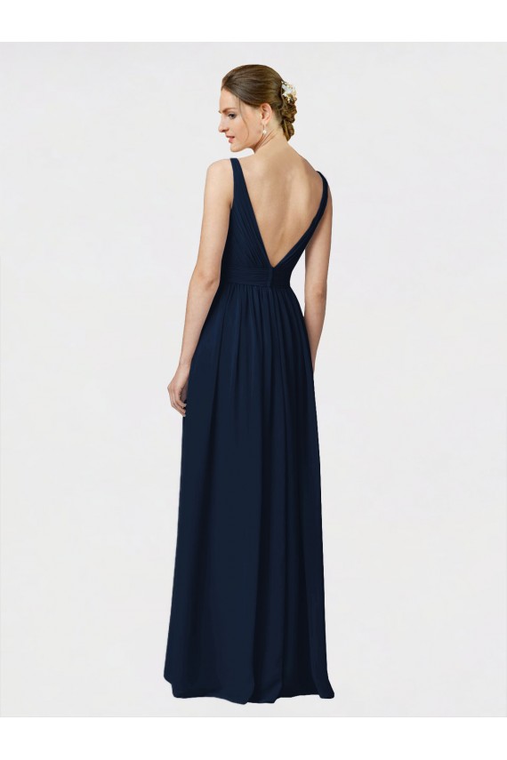 Dark Navy A-Line V-Neck Long Bridesmaid Dresses / Formal Dresses York