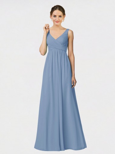 Dusty Blue A-Line Sweetheart Long Bridesmaid Gown York