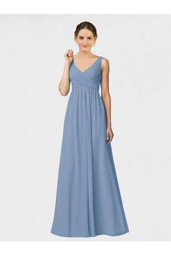 Dusty Blue A-Line Sweetheart Long Bridesmaid Gown York
