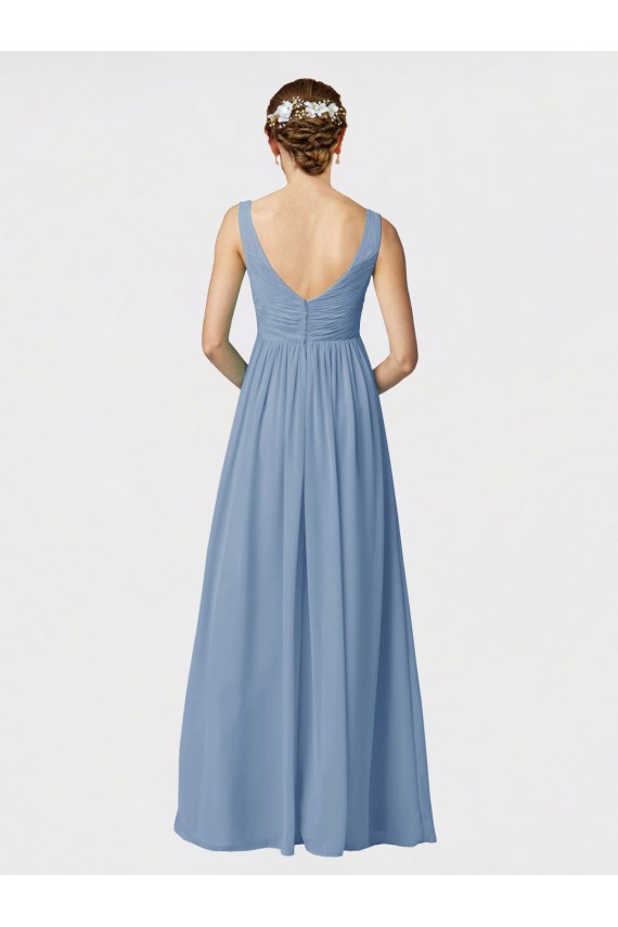Dusty Blue A-Line Sweetheart Long Bridesmaid Gown York